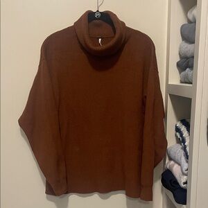 Free People Oversized Turtleneck Sweater - Rust